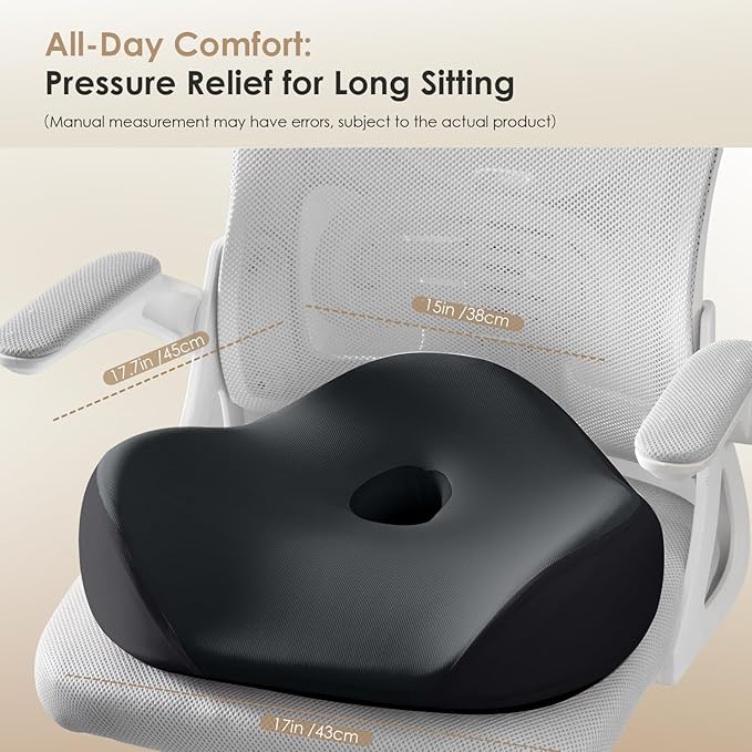 FLORICH Memory Foam Seat Cushion for Car & Office, Extra Large Driver Seat Pad with Lumbar Support, Ergonomic Comfort for Long Driving, Desk Chair, Wheelchair, Truck