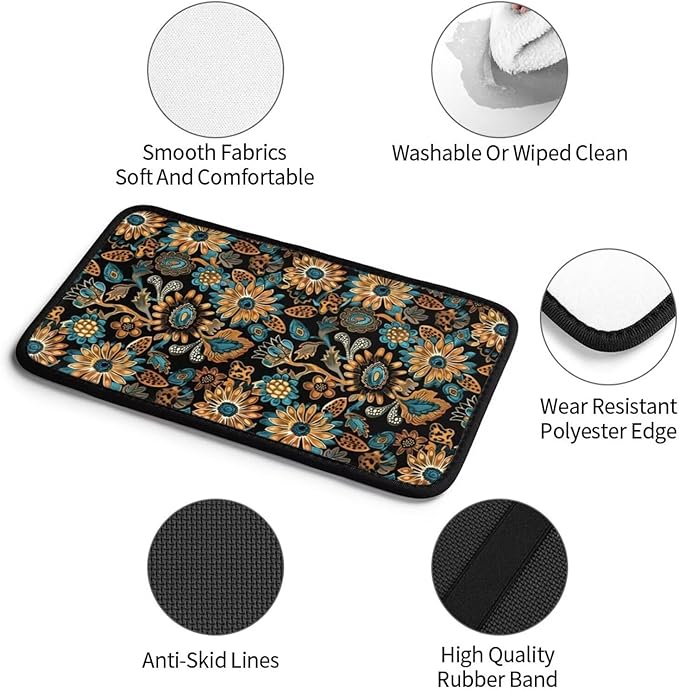 Center Console Cover Boho Flower Scratch Resistance Armrest Cover Protect Pad Car Accessories Hippie Sunflower Armrest Cushion Pad Seat Box Cover Protector