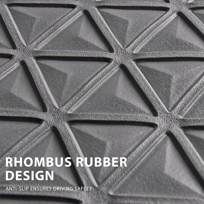 CAR PASS Bling Diamond Car Mats Gray Rubber Floor Mats Full Set Anti-Slip 3D Rhombus Waterproof Trim to Fit Liner Universal Glitter Crystal Sparkly Shining Rhinestone Girl Women SUV Sedan Van All Gray