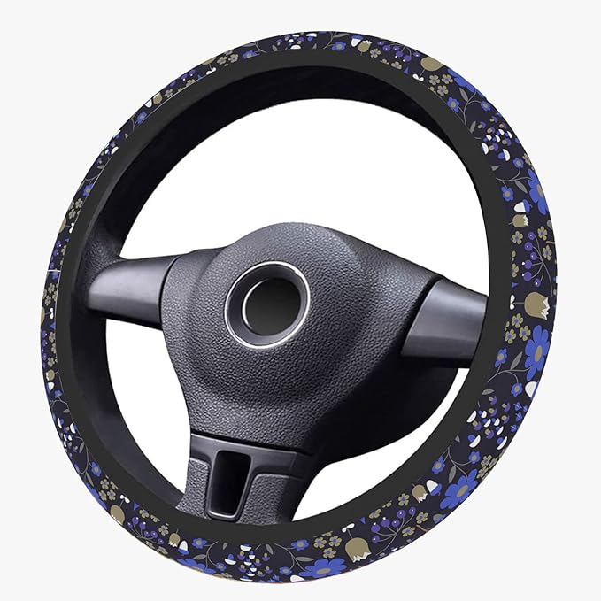 Magic Forest Steering Wheel Cover, Cute Purple Floral Steering Wheel Cover for Women, Ultra-Thin Skin-Friendly Breathable Sweatproof and Non-Slip, for Steering Wheel with a Diameter of 14.5"-15"