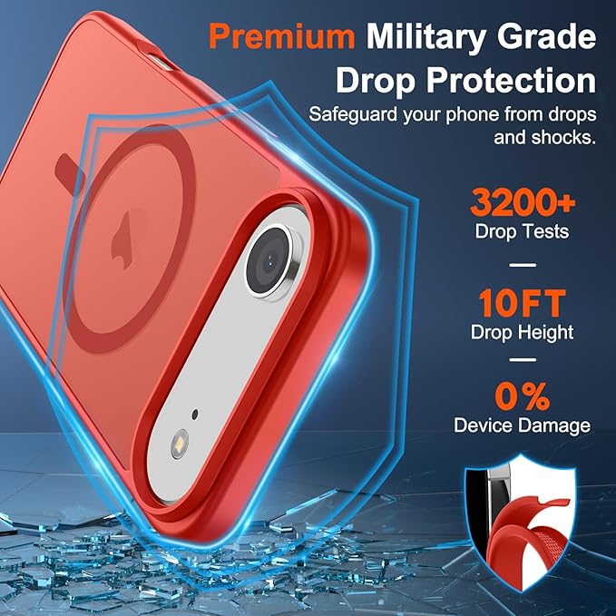 SUPFINE Magnetic for iPhone Air Case (Compatible with MagSafe)(Military Grade Drop Protection) Slim Translucent Matte Shockproof with Anti-Fingerprint Phone Cover for 17 Air,Red
