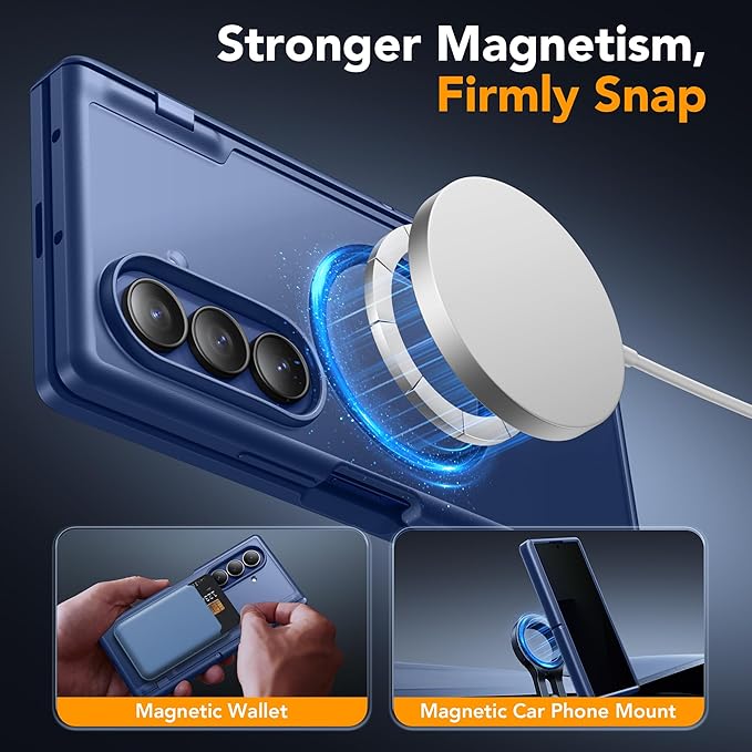 MOBOSI Magnetic for Z Fold 7 Case with Privacy Screen Protector, Samsung Galaxy Z Fold7 Cover[Compatible with Magsafe & Full Body Hinge Protection] Shockproof Phone Cases for zfold 7, Deep Blue