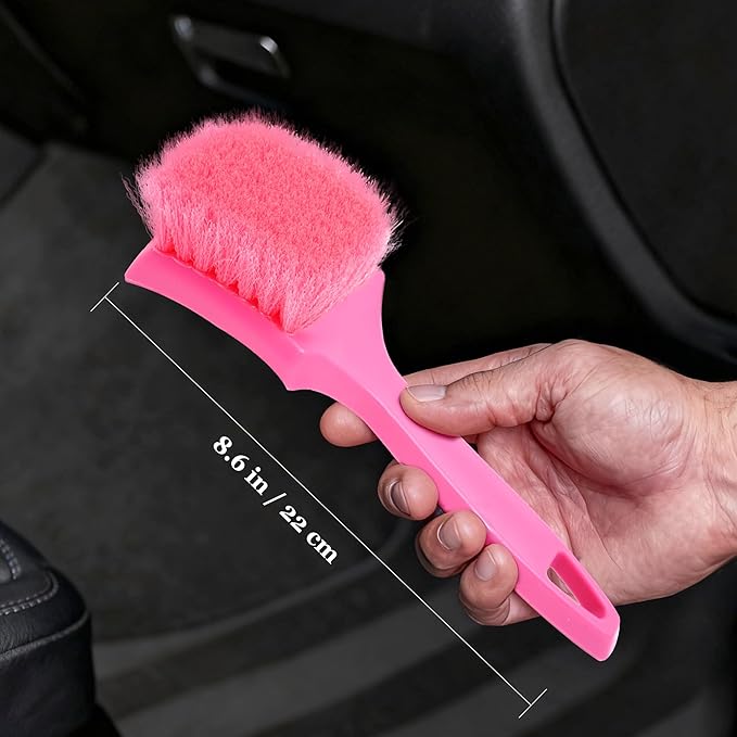 Carpet Brush, Anti-Deformation Medium Soft Nylon Bristles, Scratch-Free High Toughness Pink Scrub Brush for Car Interior Detailing, Upholstery, Leather Seats, Floor Mats, Tires & Home