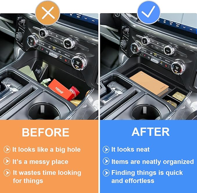 PIMCAR Center Console Organizer for 2021-2025 2026 Ford F150 & 2022-2025 F150 Lightning XLT Pro, Hidden Storage Tray with USB Hole Accessories (Fits into The Open Pocket in Front of The Shifter)