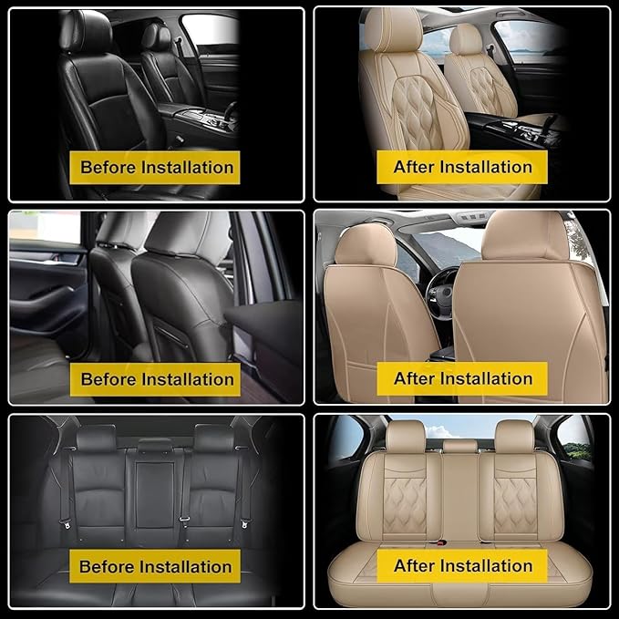 AOMSAZTO Front Seat Covers Fit for Toyota RAV4 2007-2026 Faux Leather Car Seat Cover Waterproof Airbag Compatible(2PCS Front, Beige)