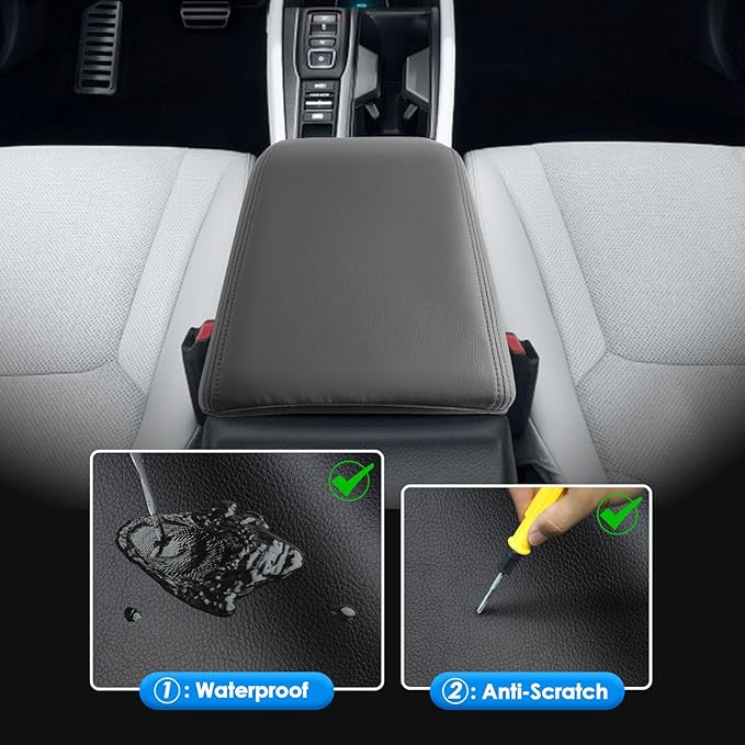 2023 2024 2025 2026 Accord Center Console Cover for Honda Accord (LX/SE/EX) Accord Hybrid (Sport/EX-L/Sport-L/Touring), Waterproof&Comfy Leather Armrest Cover 2025 Accord Hybrid Accessories