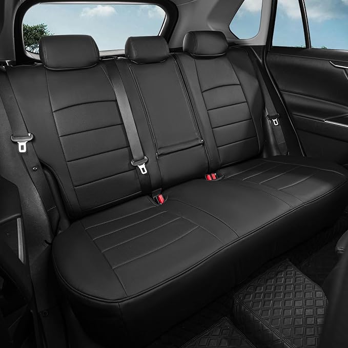 coverdream RAV4 Seat Covers Custom Fit for 2019-2024 2025 Toyota RAV4 LE,XLE,XLE Premium,Limited SUV Seat Cushion,Luxury Waterproof Leather Car Seat Protector(Full Set,Black)