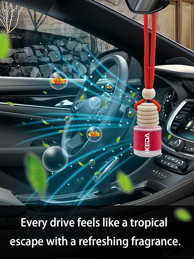 Ikeda Car Air Freshener: Hanging Car Smell Air Freshener | 10ml Hanging Car Perfume | Long Lasting Fragrance | Strong Scents Diffuser for Auto Home (Bubble gum|Circular)