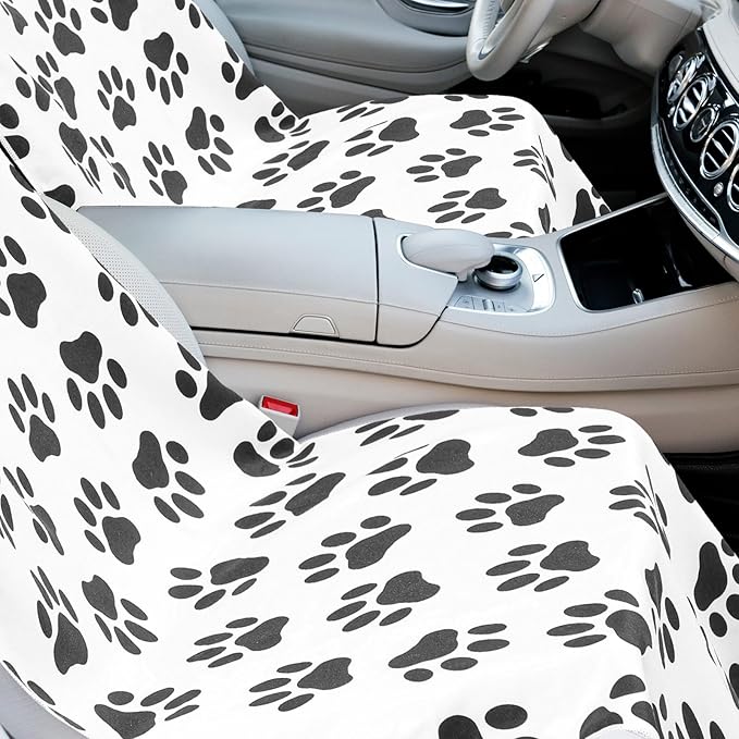 2 Pack Car Seat Towel Covers with Storage Bag 63 x 32 Inch Athletic Running Towel Seat Sweat Washable Non Slip Cover Gift for Car Outdoor Sport Activities (Dog Footprints)