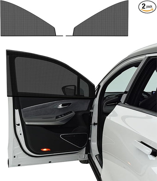 2 PCS Car Window Shades, Auto Front Rear Side Window Sun Shades for Block Heat & UV Protection, Breathable Mesh Baby Window Screen Covers, Universal Car Accessories (SUV Front)