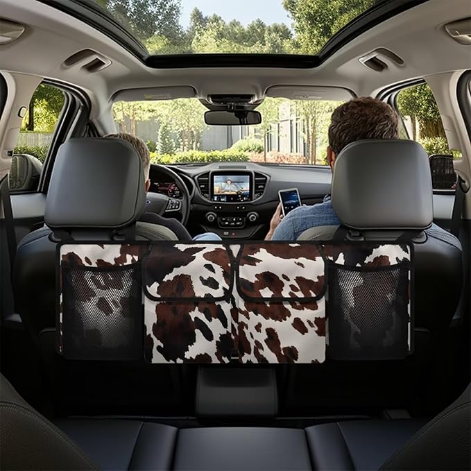 Car Trunk Organizer Brown Cow Spots Hanging Cargo Storage Bag Sturdy Trunk Storage Bag for SUV,Truck,Van