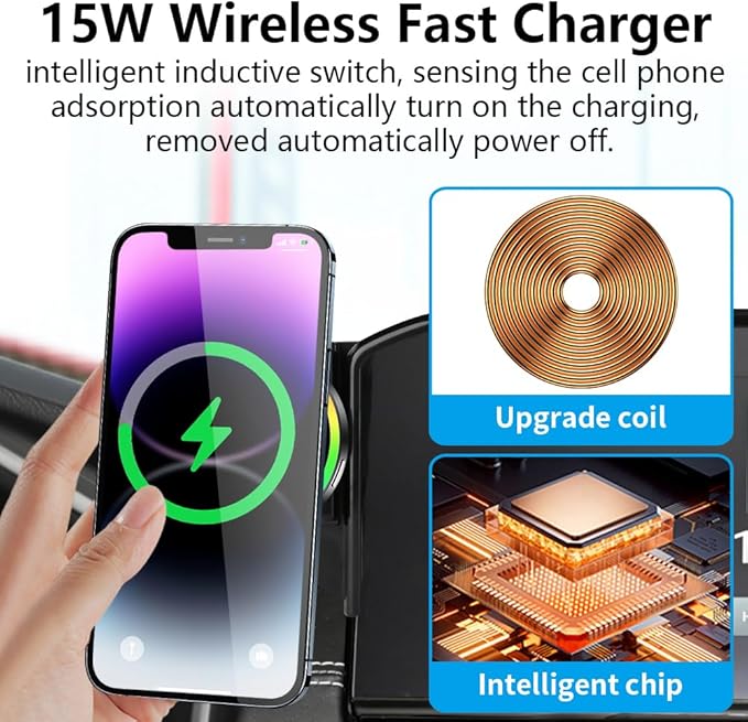 Car Magnetic Phone Mount for Mitsubishi Outlander 2022 2023 2024 （ 9 inch Screen ） Auto Interior Accessories Best Cellphone Holder Fast 15W Wireless Charger Cell Phones Charging Stand