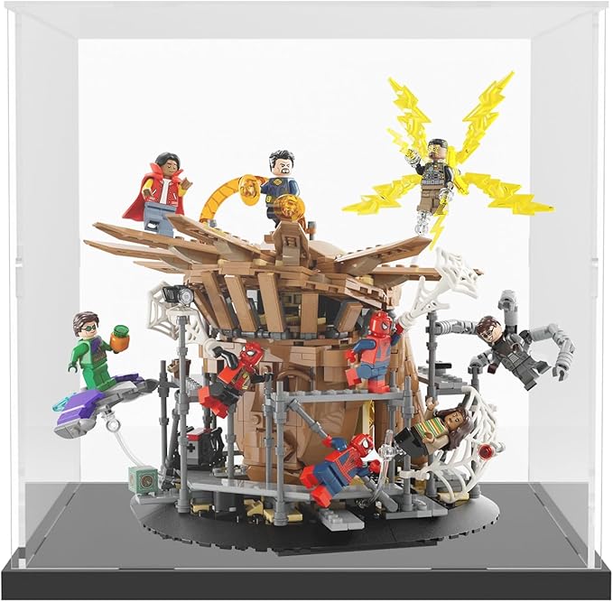 Choowin Acrylic Display Case for Lego Soccer Ball 43019 for Lego Taj Mahal 21056 10266 75318 76261 Thickened Clear Acrylic Display Cases for Collectibles Assemble Dustproof Display Box(Black Base)