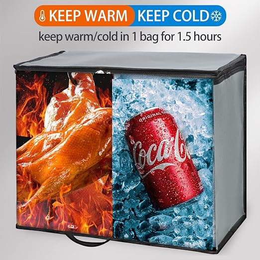 Bodaon 4-Pack Soft Cooler Bag Insulated, X-Large Collapsible Grocery Shopping Tote Bags for Food Delivery, Portable Softside, Insulated Pizza Delivery Bag, Dark Gray