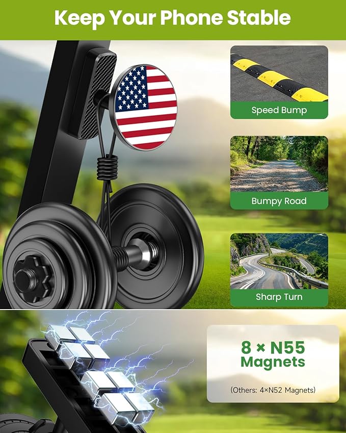 Magnetic Golf Cart Phone Holder, Golf Accessories Gifts for Men Dad Husband Unique, 360° Rotation US Flag Phone Mount for Golf Cart, Birthday Golf Gifts for Men Him Boyfriend, 2026 Golfers Must Haves
