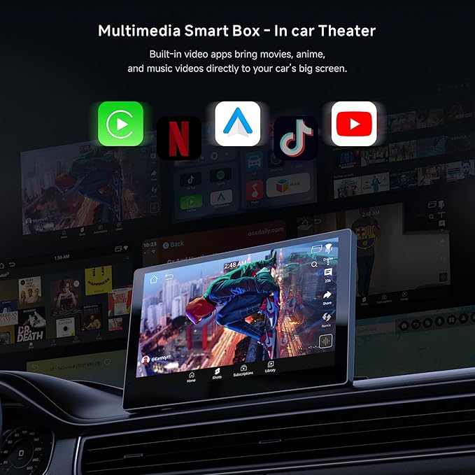 Wireless CarPlay Adapter, Magic AI Box with Dual-WiFi Stability, 4GB+32GB Enjoy Video & Music Apps, Navigation, AI Voice, Plug & Play for Factory Wired CarPlay