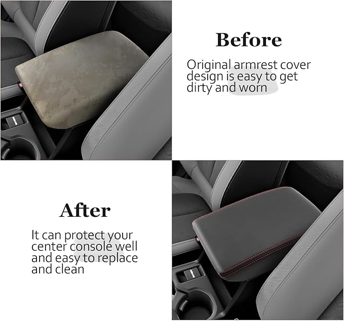 SKTU 2025 2026 Forester Center Console Cover for 2025 2026 Subaru Forester (Base/Premium/Sport/Limited/Touring) Armrest Cover Subaru Forester 2025 2026 Accessories Console Cushion (Red Line)