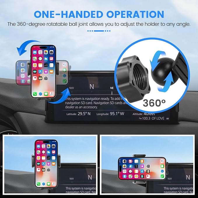 Car Phone Holder Fit for Mazda CX-5 CX5 2021-2025 Accessories 10.25-Inch Screen Fixed Clip, Cell Phone Mount with Dash Organizer Hands-Free 360° Rotation Automobile Cradles
