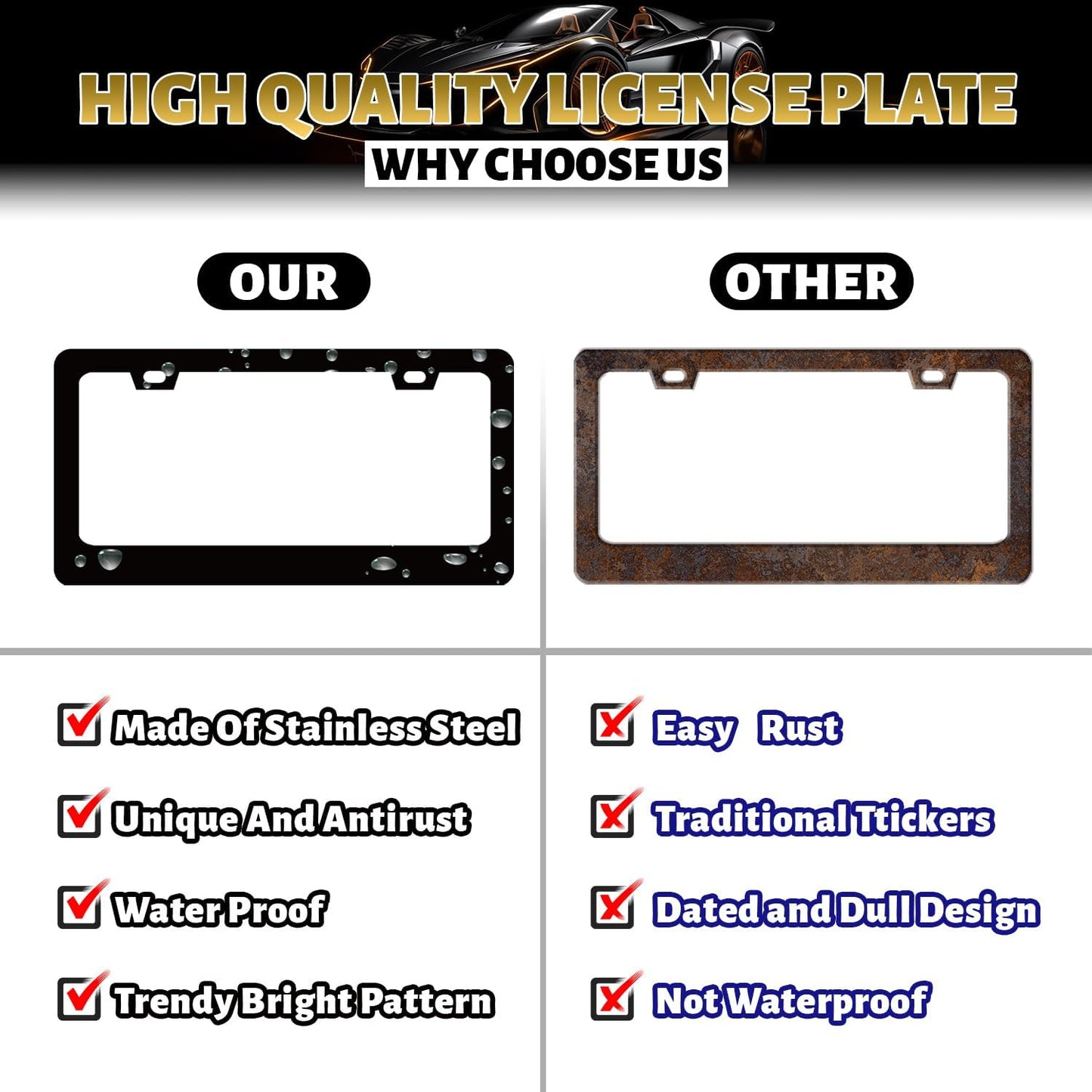 Jesus is Lord License Plate Frame Christian License Plate Holder Stainless Steel Funny Design with 2 Holes and Screws 12.3" x 6.3"