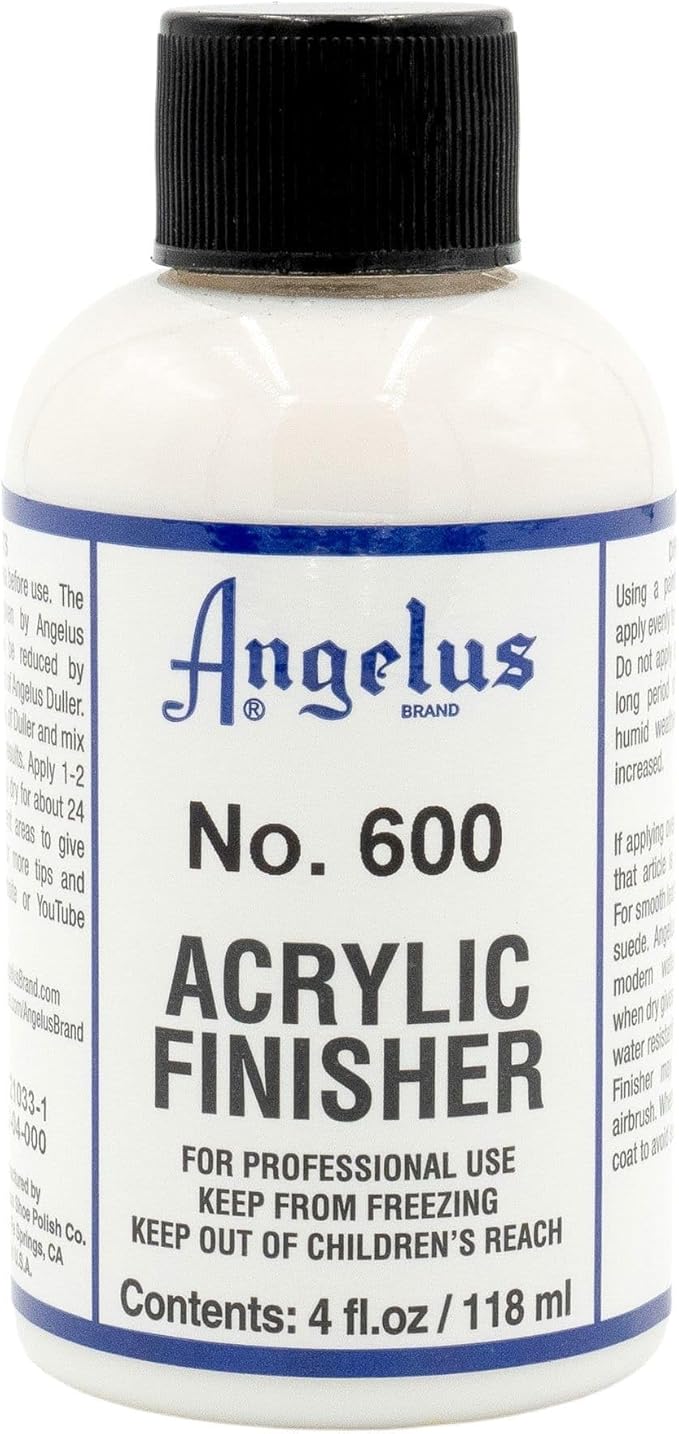 Angelus No. 600 Acrylic Leather Finisher – Flexible Clear Coat for Leather Shoes, Bags, Jackets & Accessories, High Shine Finish for Leather Craft & Restoration. No. 600-4 fl oz