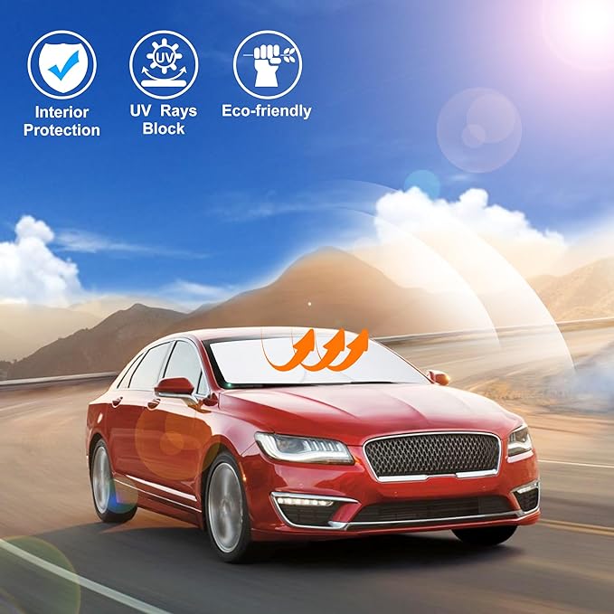 Windshield Sun Shade Custom Fit for 2013-2020 Lincoln MKZ Accessories Foldable Sunshade Sun Blocker Protect Car from Sun Rays & Heat Damage Keep Car Cooler