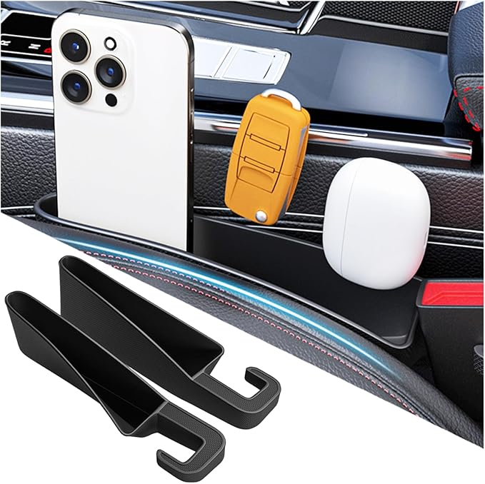 2PCS Short Car Seat Gap Filler Organizer,Mini-Size in Between Car Seat Catcher for Storing Cell Phones/Items,Versatile Cars Accessories Console Catcher Fit Small Gaps