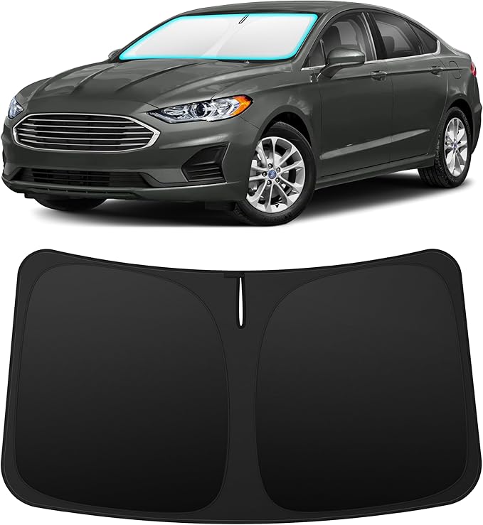 INSAUTO Custom Fit Windshield Sun Shade Accessories for Ford Fusion 2013-2020, Foldable Front Window Sunshade, UV & Heat Reflector, Keeps Interior Cool, Includes Storage Bag
