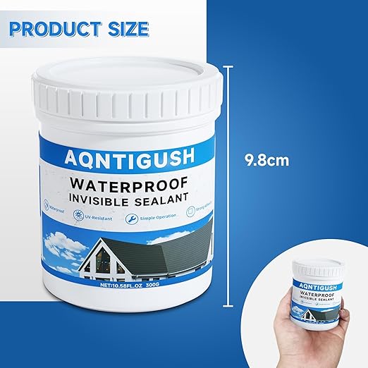 10.5OZ(300g) AQNTIGUSH Transparent Waterproof Sealant Coating Invisible Waterproof Agent, Waterproofing Adhesive for Roofs, Walls, Bathroom, Wood, Indoor & Outdoor Water Proof Clear Paint Sealer
