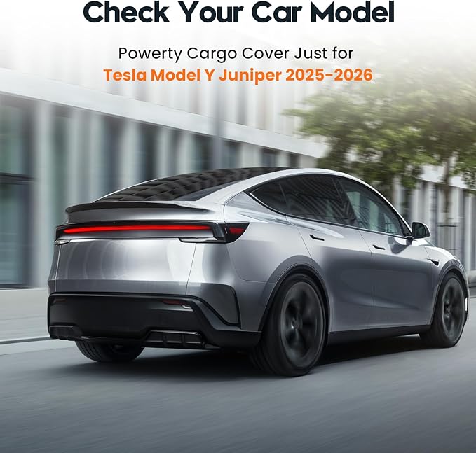 Powerty Cargo Cover for Tesla Model Y Juniper 2025 2026(Just for 5-Seaters), Trunk Cover Retractable Trunk Shielding Shade Privacy Luggage Screen for Model Y Juniper Accessories
