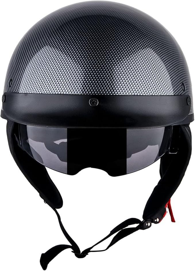 1Storm Motorcycle Half Face Helmet Mopeds Scooter Pilot with Retractable Inner Smoked Visor