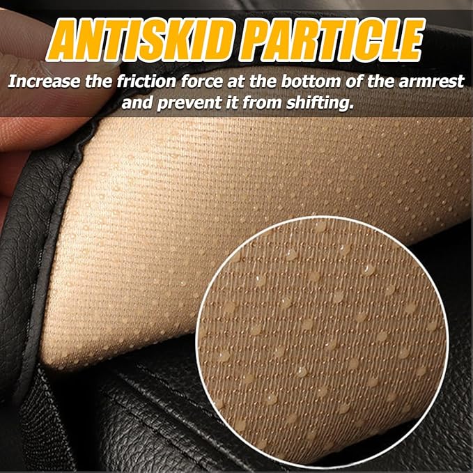 Car Armrest Seat Box Cover, Comfortable Leather Automotive Center Console Cushion Pad, Soft Waterproof Vehicle Arm Rest Protector Mat Accessories, Universal for RV, SUV, Truck (Black/Blue)