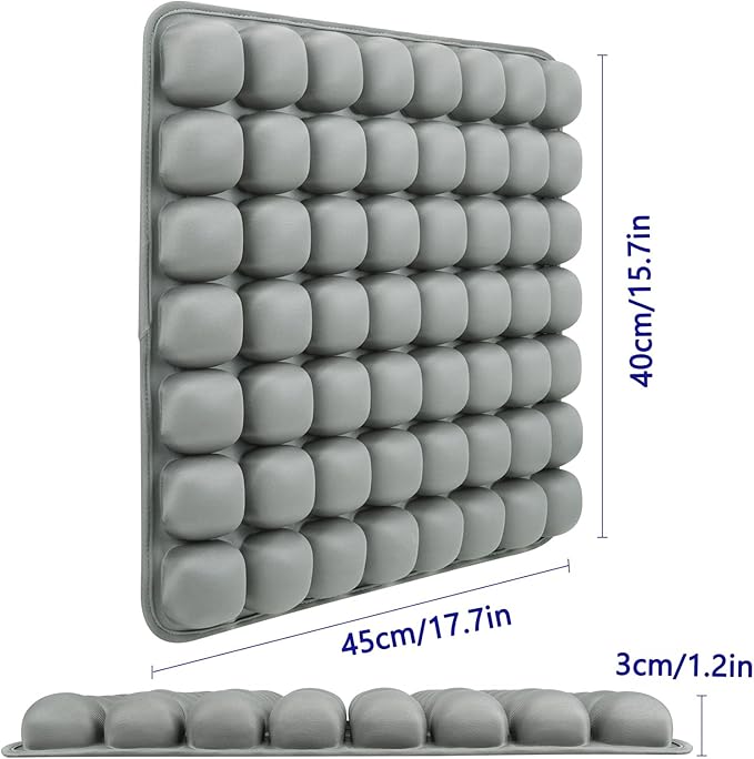 SUNFICON Inflatable Car Seat Cushion Air Seat Cushion Work from Home Office Chair Cushion Wheelchair Pad Anti Bedsore Orthopedics Pain Pressure Relief Cushion Camping Seat Mat w Pump 18"x16"x1'' Gray