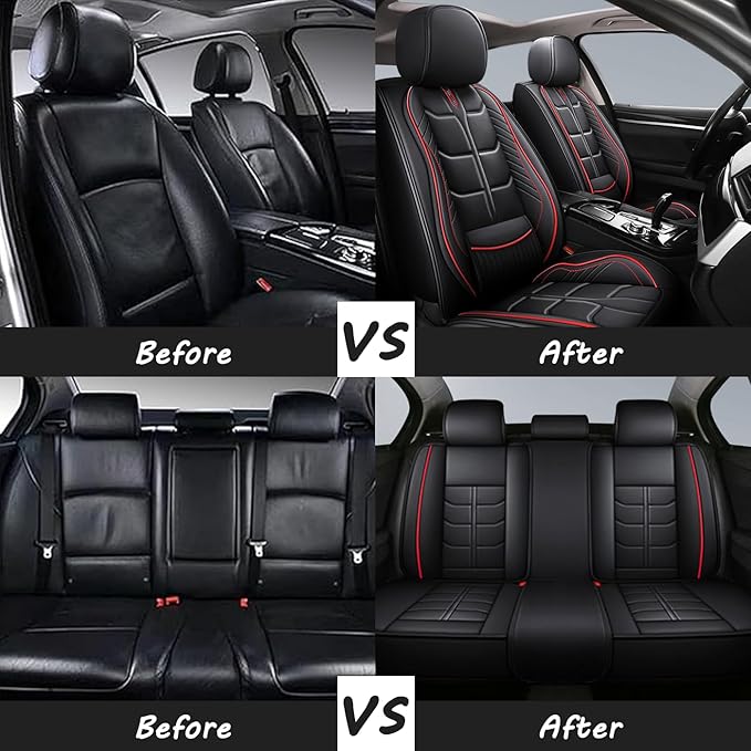 Leather Car Seat Covers Fit for Toyota Camry Solara 2004-2008, 5 Seater Car Seat Cover, Premium Waterproof, Scratch Resistant Car Interior Accessories (Full Set Coffee)