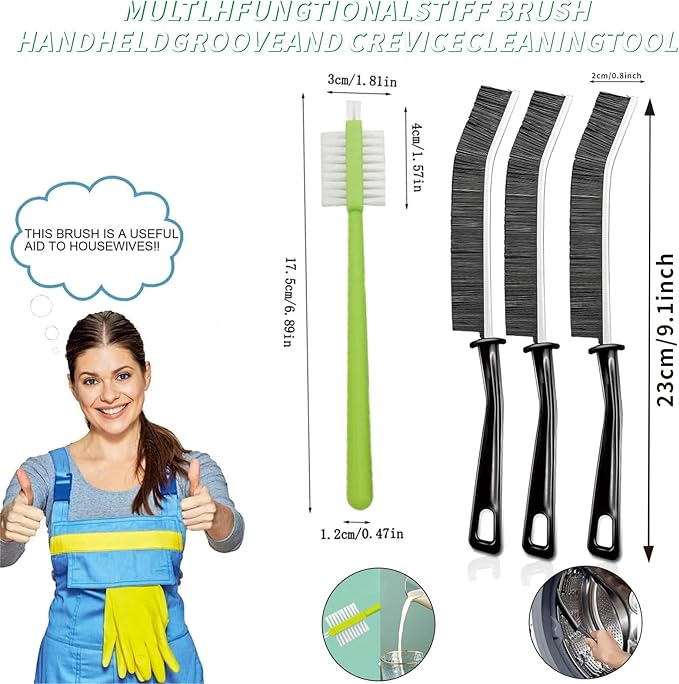 Window Groove Cleaning Brush, Window or Sliding Door Track Cleaner for Sliding Door, Sill, Tile Lines, Shutter, Car Vents, Keyboard (14 Pcs Cleaning Tool)