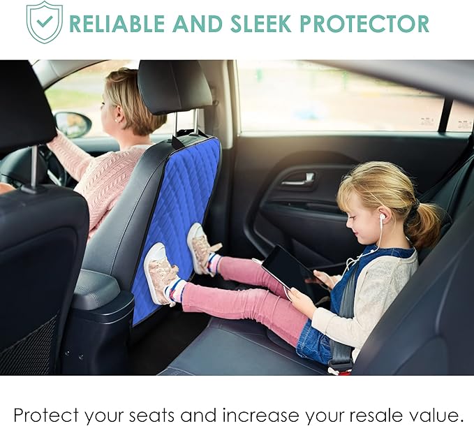 FH Group Faux Leather Seat Back Kick Protectors – 2 Pack Diamond Stitched Back Seat Protector for Driver and Passenger Seat, Waterproof, Easy to Clean