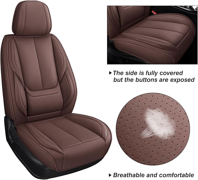 Seat Covers, Car Seat Covers Front Seats, Car Seat Cover, Car Seat Protector Waterproof, Car Seat Cushion Nappa Leather, Brwon Seat Covers Carseat Cover Universal Fit for Most Cars