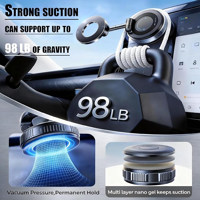 Magsafe Car Mount 2026 Upgraded, 360° Adjustable Magnetic Car Phone Holder[98 LBS Strongest Suction] Dashboard Windshield Vacuum Magnetic Phone Holder for Your Car fit iPhone & Android