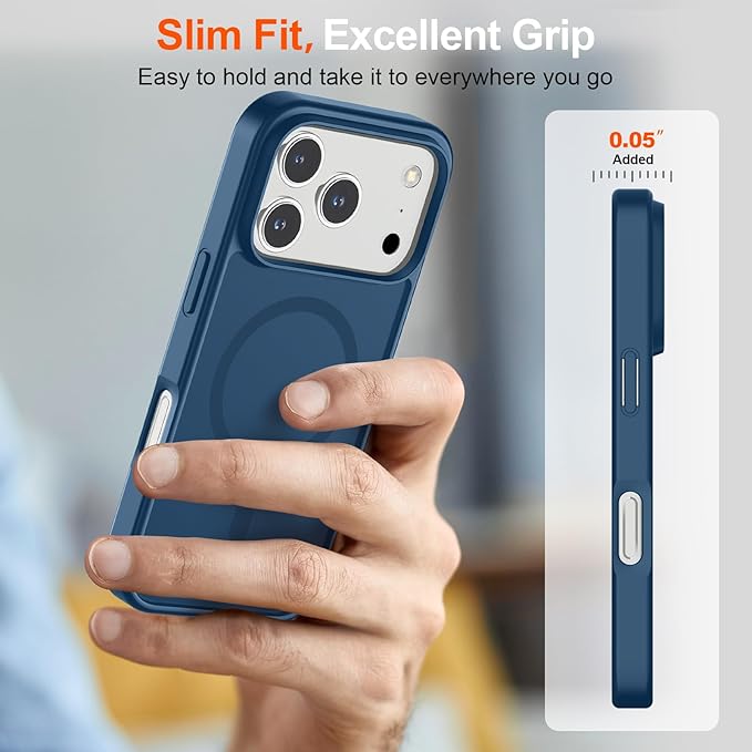 SUPFINE Magnetic for iPhone 17 Pro Max Case (Compatible with MagSafe)(Military Grade Drop Protection) Translucent Matte Shockproof with Anti-Fingerprint Phone Cover 2025,Deep Blue