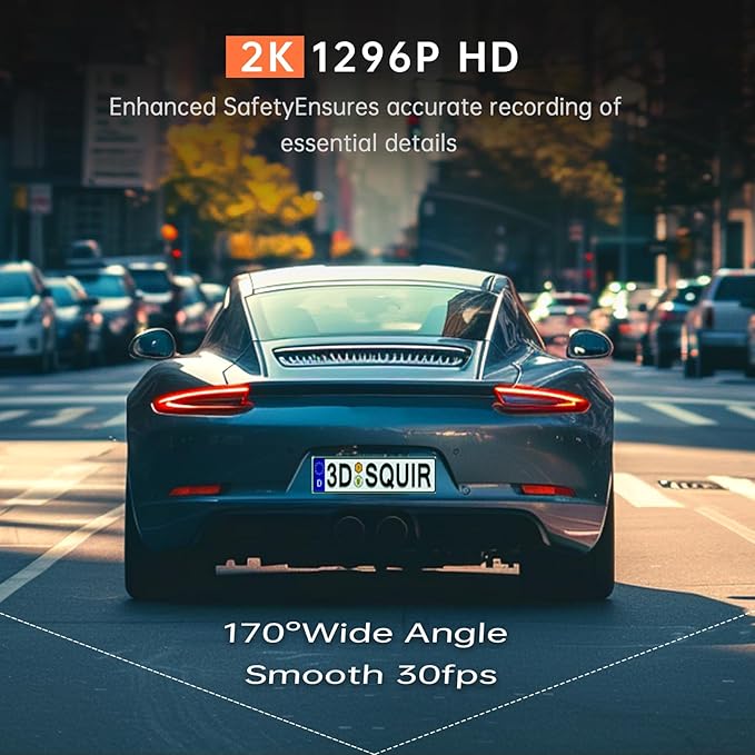 Dash Cam 1296P Front Dashcam, V300 WiFi Dash Camera for Cars with App, Night Vision, Mini Hidden Single Car Camera, Loop Recording, 24H Parking Mode, Support 256GB Max, Black