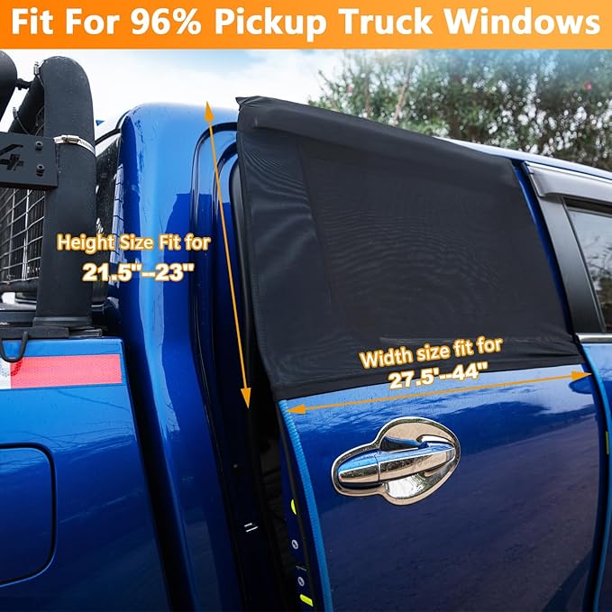 Car Rear Side Window Shades for Pickup Trucks,7 Seats Larger SUVs, Super Stretchy Mesh Car Sun Shades Mosquito Nets Covers, Anti-Sun Glare, Reduce UV Rays,Privacy Protecstion,2 Pack
