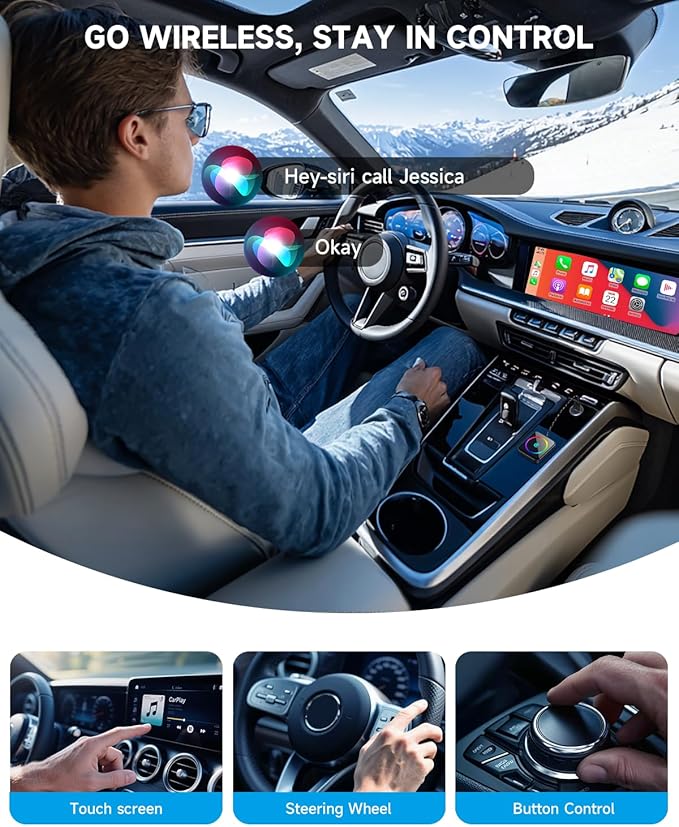 Wireless CarPlay Adapter for Apple iPhone,Android Auto & 2-in-1 CarPlay,Converts Wired to Wireless. Instant Auto-Connect, Low Latency, Plug and Play USB-A/C(iOS 10+, Android 11+) 2026