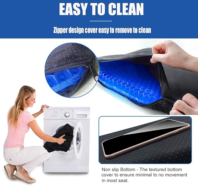20" Gel Seat Cushion for Long Sitting Pressure Relief(Jumbo&Thick) - Wheelchair Cushion for Pressure Sores - Back, Sciatica & Tailbone Pain Relief Cushion- Non-Slip Butt Pillow for Office, Home, Car