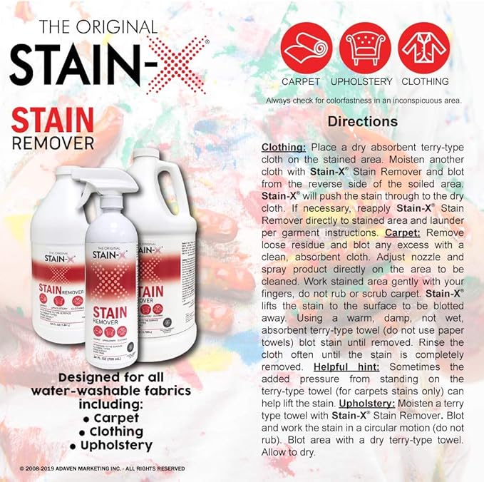 STAIN-X Stain Remover - Multi-Purpose Stain Remover for Carpet, Upholstery and Clothing - 24 Ounce