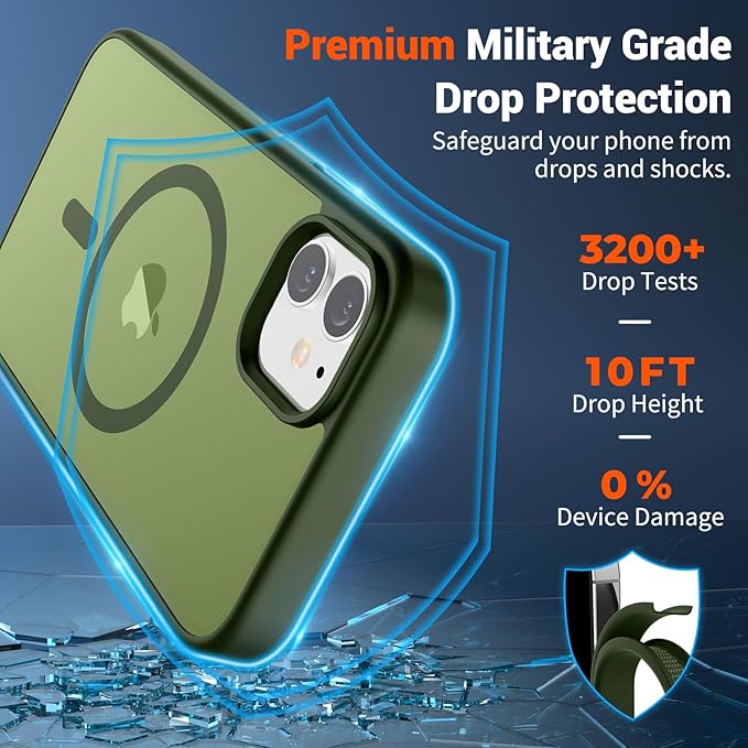 SUPFINE Magnetic for iPhone 11 Case(Compatible with MagSafe)(Military Grade Drop Protection) Slim Translucent Matte Shockproof with Anti-Fingerprint Phone Case,Cangling Green
