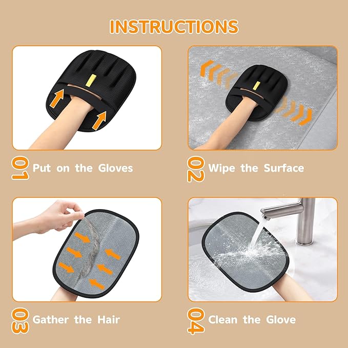 Pet Hair Removal, 2025 Newly Upgraded Five-Finger Electrostatic Pet Hair Removal Glove, Reusable Cat & Dog Hair Remover Tool for Clothing, Couch, Furniture, Carpet, Car Seat, Cat Grooming Glove -1 PCS