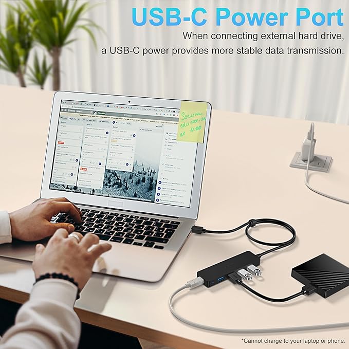 Aceele 4-Port USB 3.0 Hub, Ultra-Slim Data USB Hub with 2ft Extended Cable [Charging Not Supported], USB Extender for MacBook, Mac Pro, Mac mini, iMac, Surface Pro, XPS, PC, Flash Drive, Mobile HDD