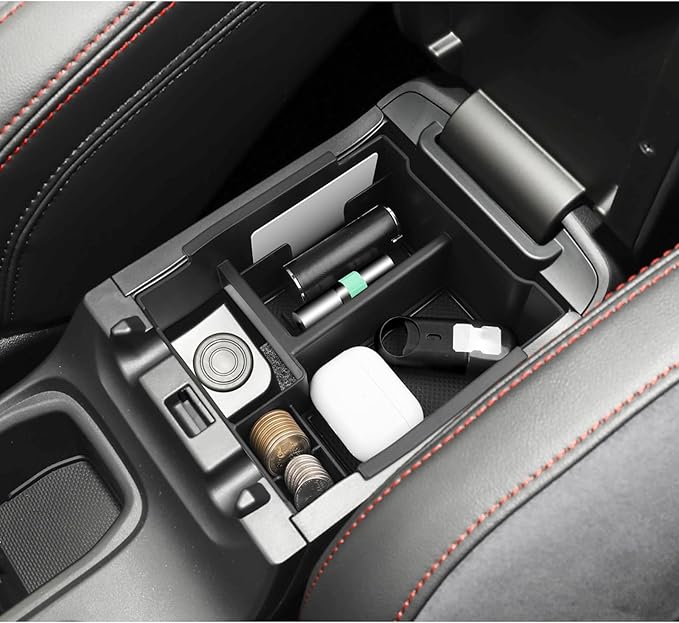 LUWU Center Console Organizer Compatible with 2022-2024 2025 2026 Subaru WRX Accessories Armrest Console Secondary Storage Box Insert Tray ABS Material Black (Standard Six-Speed Manual Transmission)