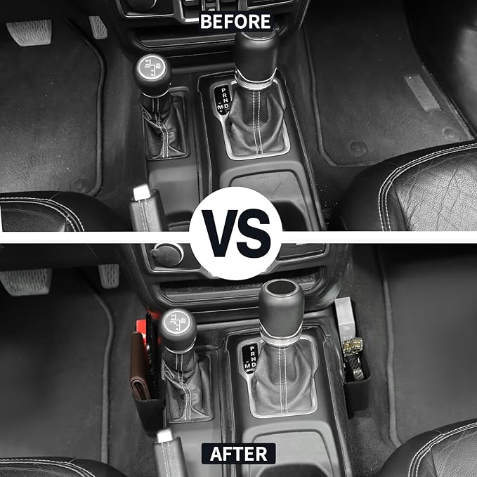 JWWY Gear Shift Storage Box Compatible with 2018-2026+ Jeep Wrangler JL JLU & Gladiator JT 4xe Center Consoles & Organizers Trunk for Jeep Wrangler JL Interior Accessories Fluff Fiber