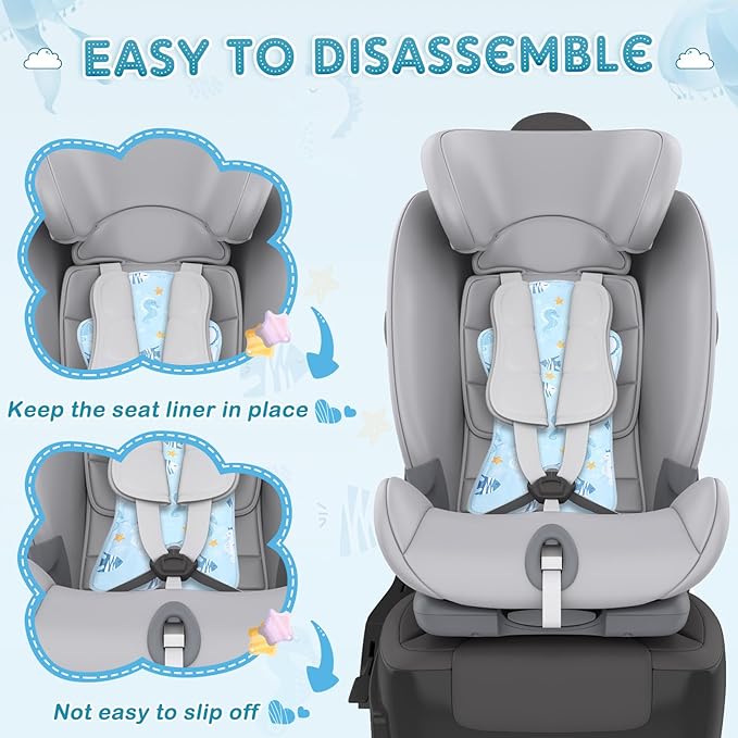 Pinkunn Gel Car Seat Baby Cooling Pad for Summer Breathable Stroller Cooler Pad Multifunctional Carseat Cooling Mat for Baby Child Dining Chair Safety Seat Stroller(Blue,Seahorse)