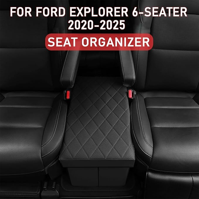 Seat Aisle Storage Box for Ford Explorer 6-Passenger Models – Organizer Rear Seats Passage – Foldable, Easy Installation, for Ford Explorer ST XLT Accessories 2020 to 2025 (Black)